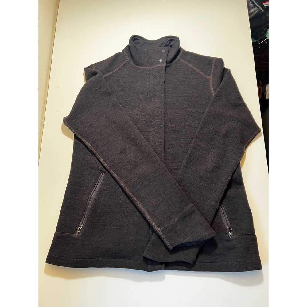 Ibex Womens Merino Wool Sweater Jacket Full Zip Dark Brown Blend